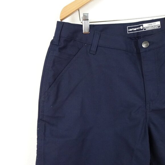 Carhartt Loose Fit Shorts Women's Size 16 Blue Canvas Rugged Work Uniform - Picture 3 of 12